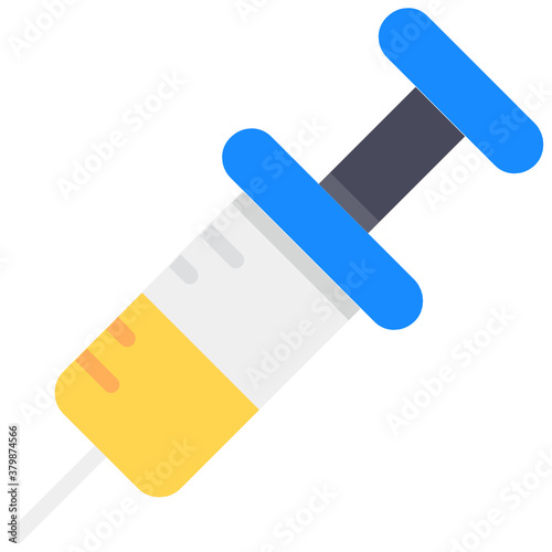  Plastic medical syringe icon in flat style 