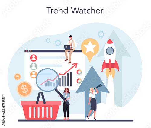 Trend watcher concept. Specialist in tracking the emergence of new