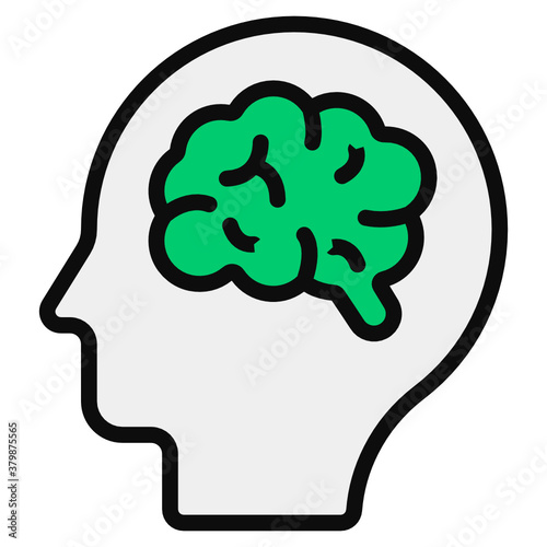  Human brain neural structure, flat icon 