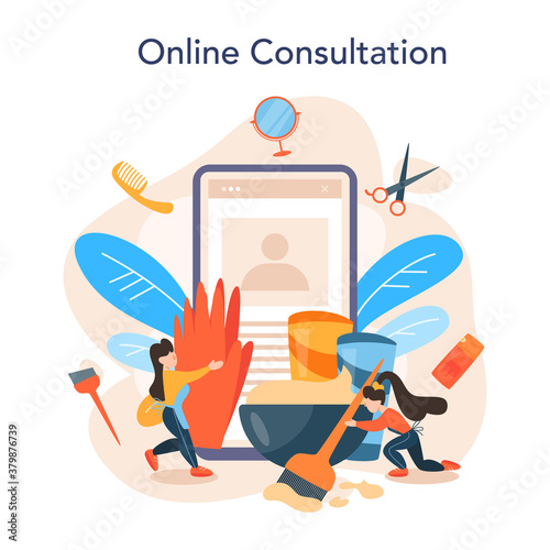 Hairdresser online service or platform. Idea of hair care in salon.