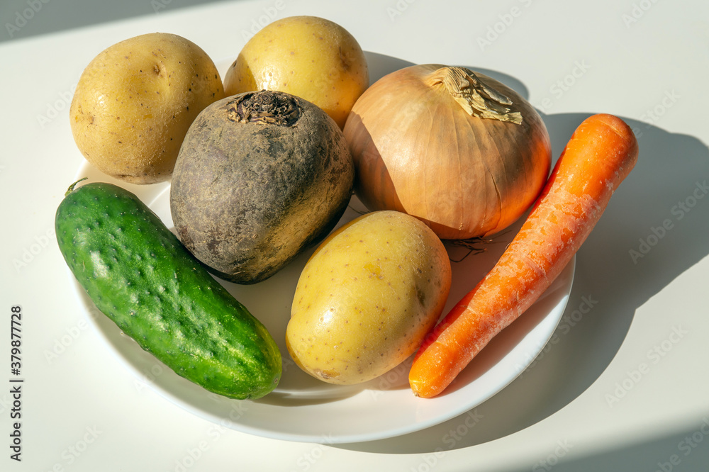 Set of vegetables in bowl for making borscht or soup. Culinary idea for dieting Set of vegetables in bowl for making borscht or soup. Culinary idea for dieting