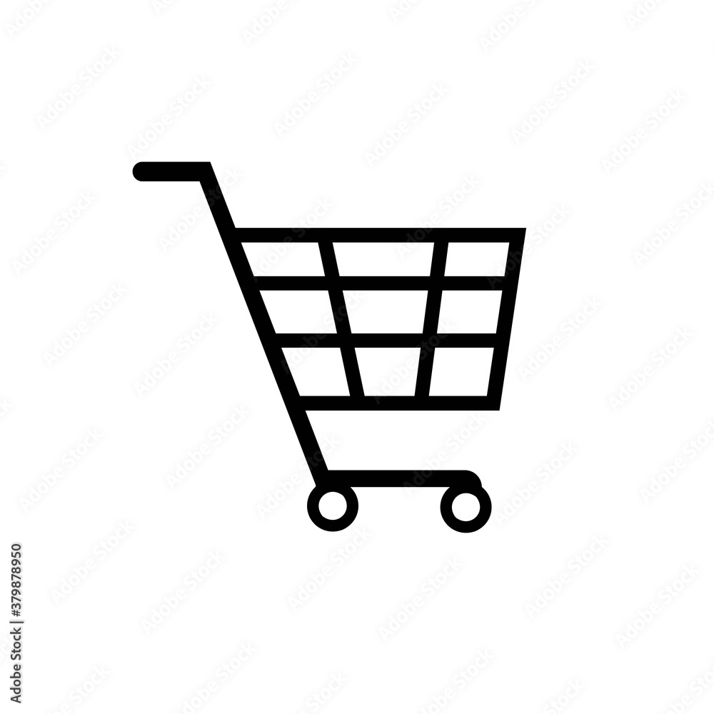 Shopping cart. Icon, pictogram. Black and white vector illustration