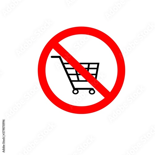 Carts are not allowed. Prohibiting sign. The use of trolleys is prohibited. Icon, pictogram. vector illustration