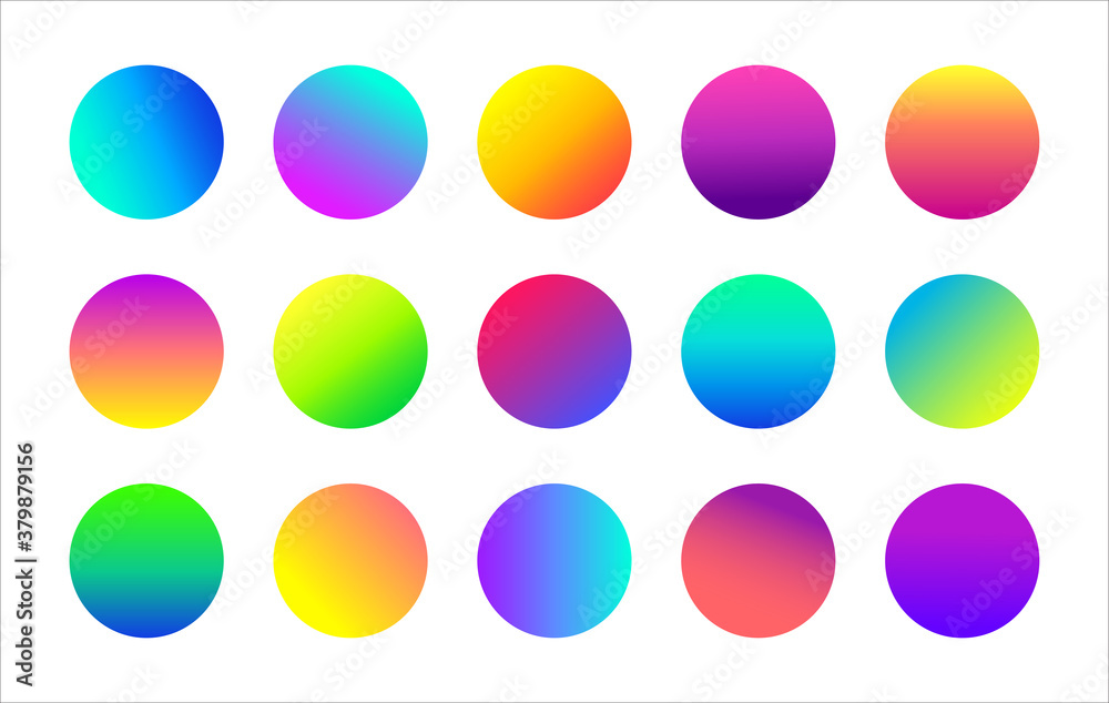 Circle colorful gradient vector icons. Abstract minimal round backgrounds for social media stories highlights