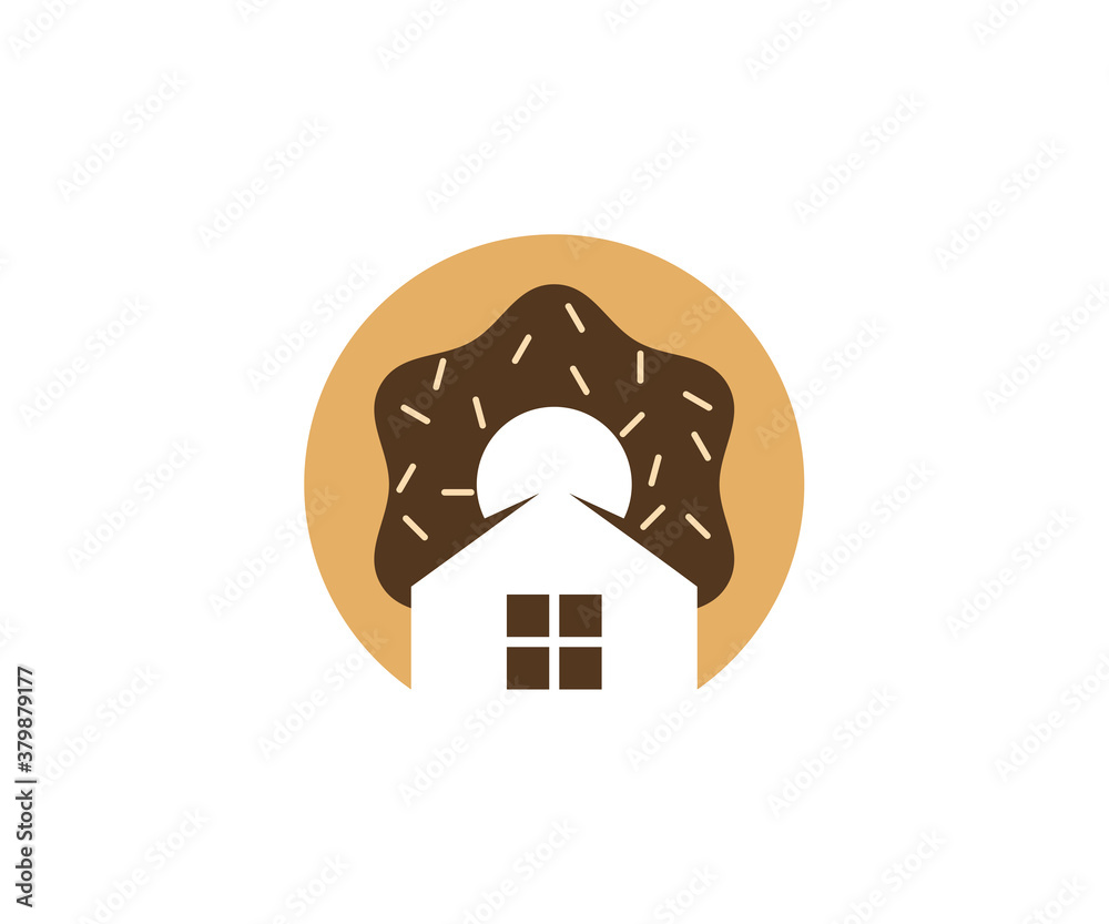 Obraz premium House Donuts logo design vector template, Bakery logo concept, Creative icon symbol
