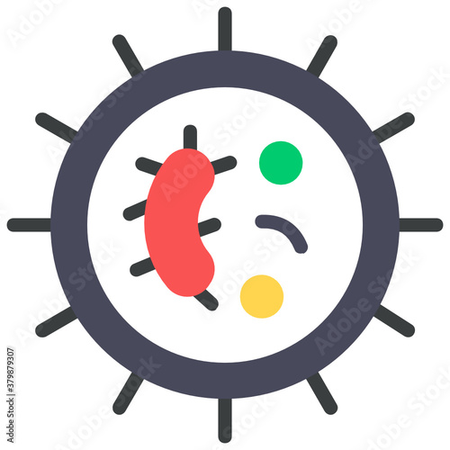 
A biological cell icon in flat design, bacteria vector 
