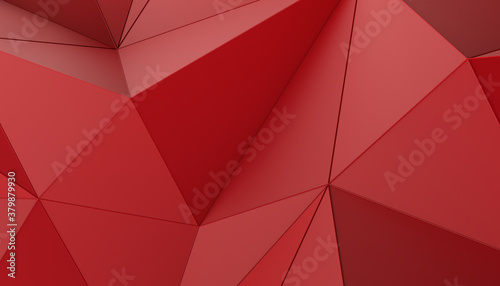 Abstract 3d render, red geometric background, modern design