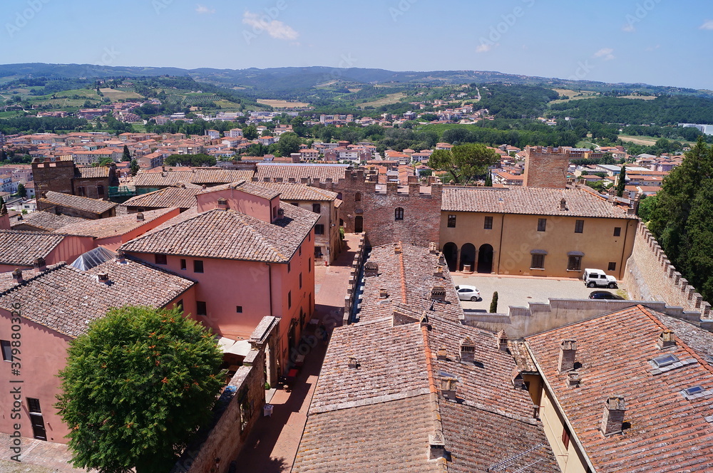 Panorama from the tower house of Giovanni Boccaccio in the ancient medieval village of Certaldo, Tuscany, Italy