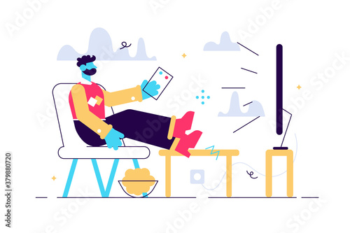 Cartoon vector illustration of man sitting