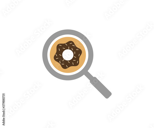 Donuts Search logo design vector template, Bakery logo concept, Creative icon symbol