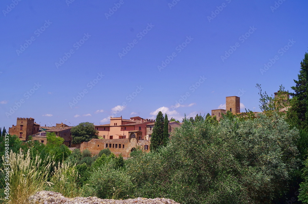 View of the ancient medieval village of Certaldo, Tuscany, Italy