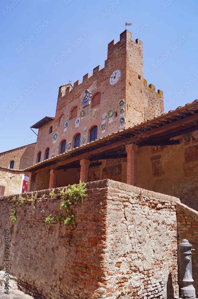 Pretorio Palace or of the Vicariate in the ancient medieval village of Certaldo, Tuscany, Italy