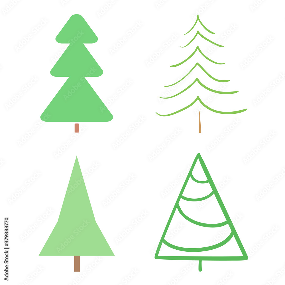 Obraz premium Colorful christmas tree on white. Hand drawn abstract christmas trees