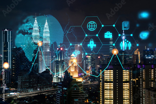 Photography Research and technological development glowing icons