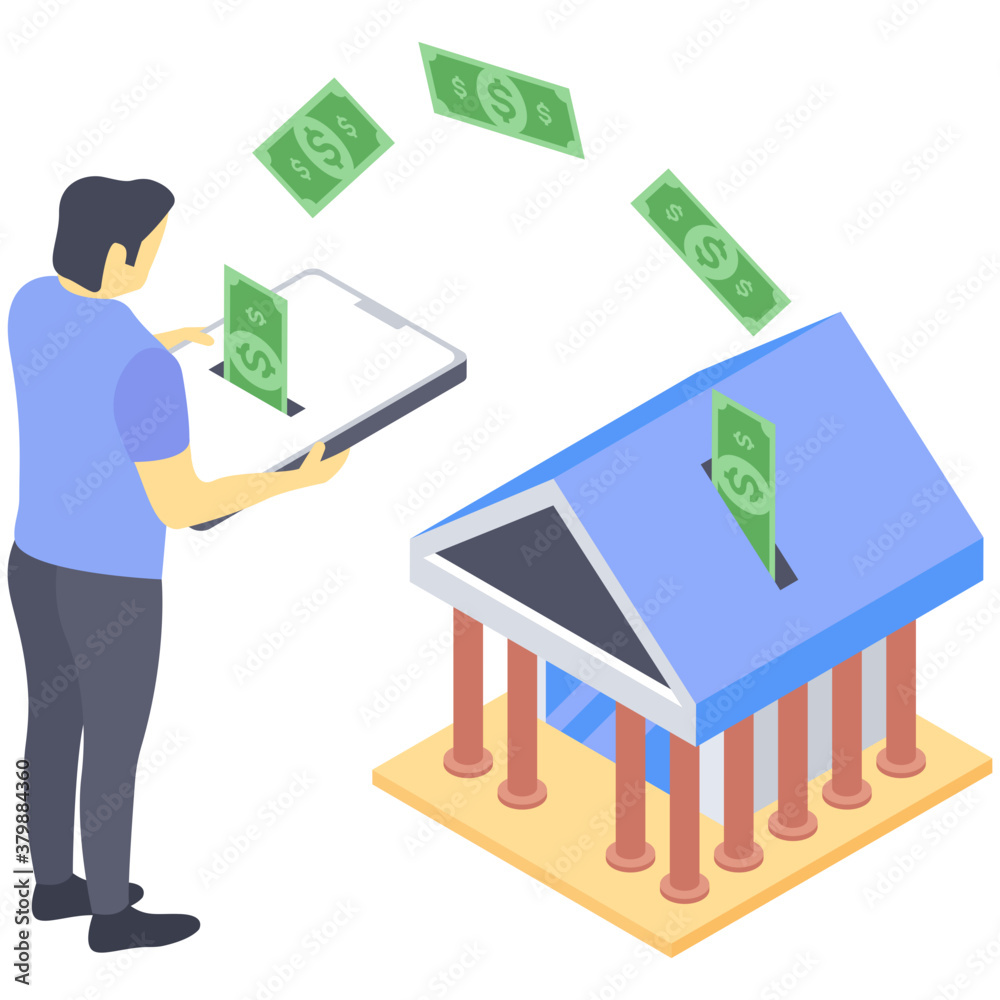
Bank transfer icon in  isometric vector 
