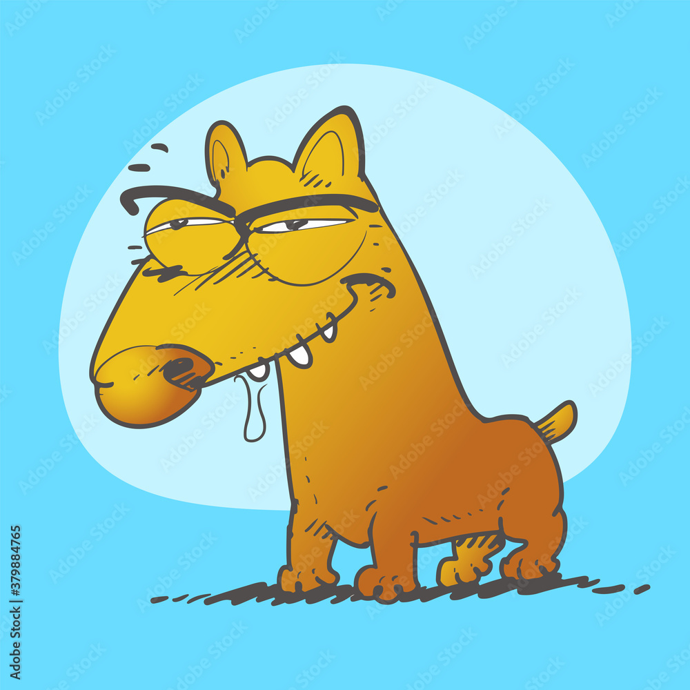 insidious dog cartoon, funny vector illustration. insidious dog cartoon, funny vector illustration.