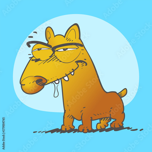 insidious dog cartoon, funny vector illustration.