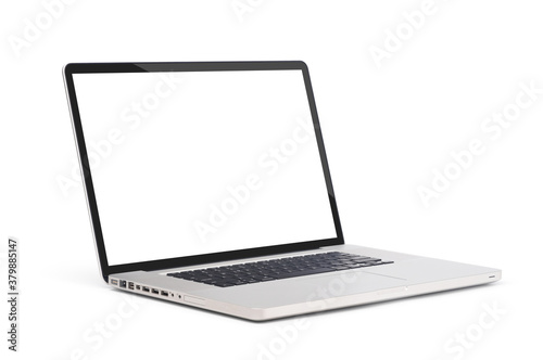 Modern laptop with aluminum material, isolated on white background. clipping path