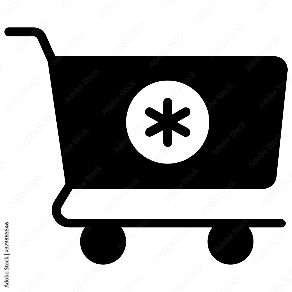 Pushcart with medical sign, pharmacy shopping icon
Pushcart with medical sign, pharmacy shopping icon