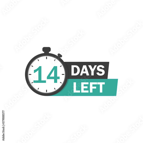 14 Days Left sign - emblem, label, badge,sticker, logo. Designed for your web site design, logo, app, UI