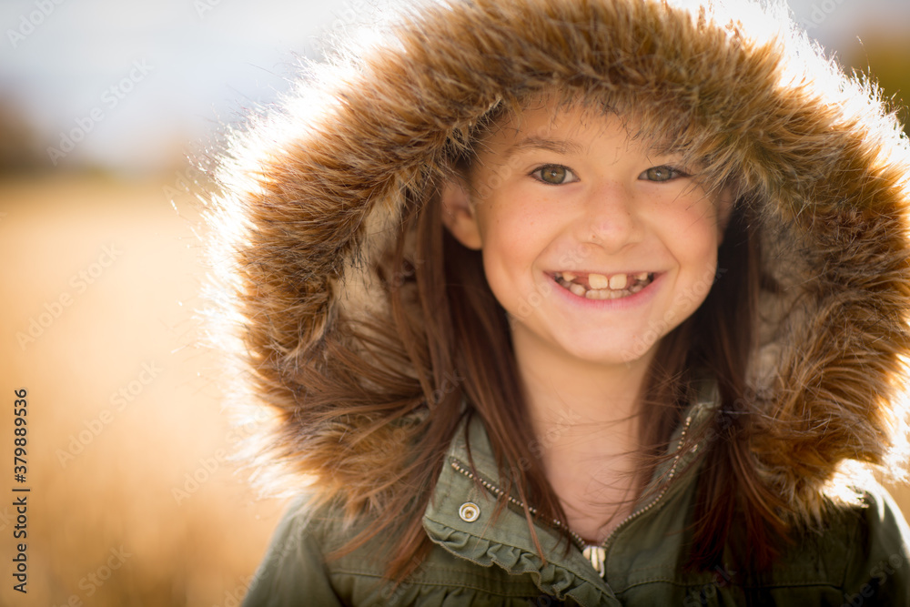 Portrait of Happy Girl During Autumn Outside Portrait of Happy Girl During Autumn Outside