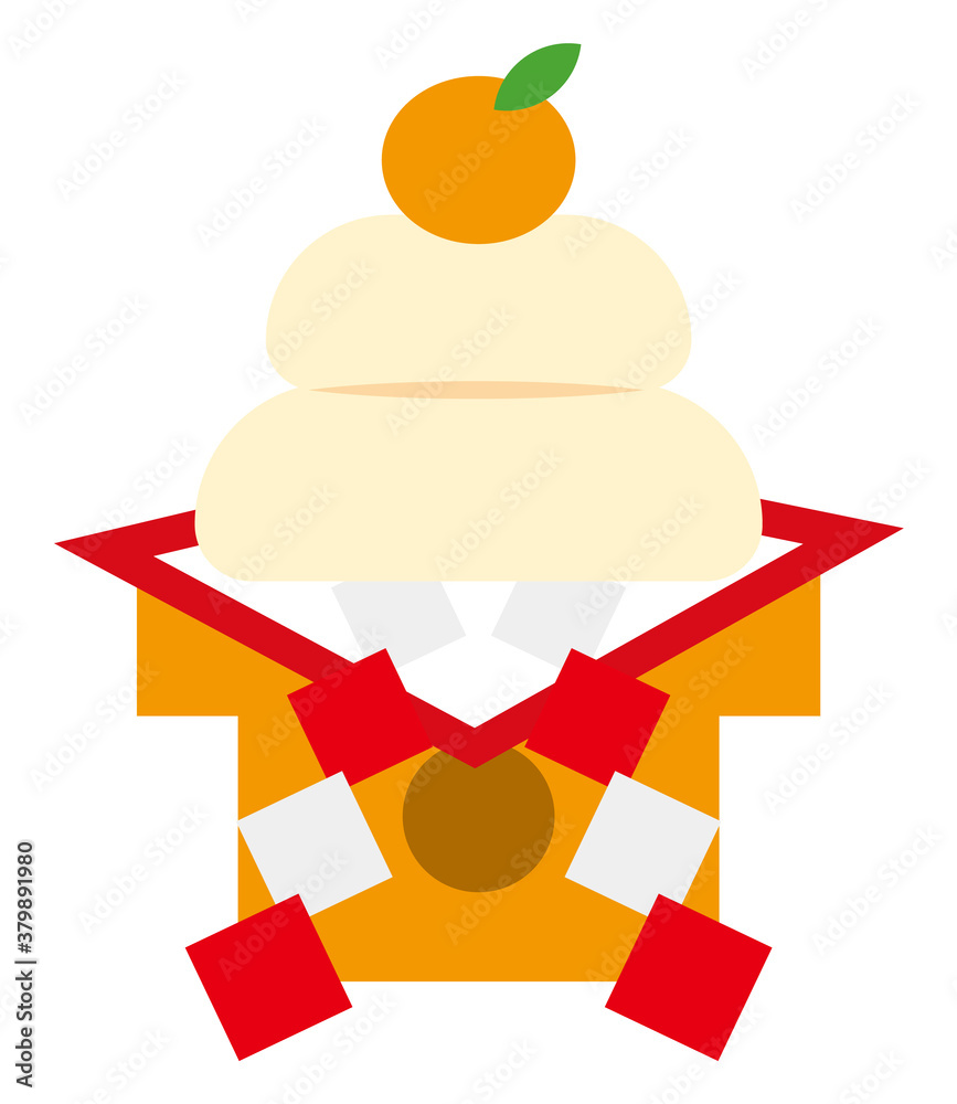 お正月 年賀状用シンプルな鏡餅イラスト 白背景 Stock Vector Adobe Stock