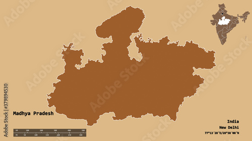 Madhya Pradesh  state of India  zoomed. Pattern