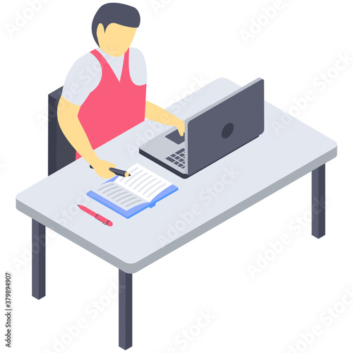 
Isometric school homework vector design 
