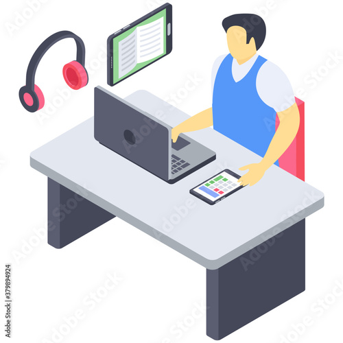 
Isometric school homework vector design 
