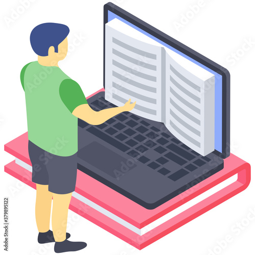 
Isometric icon of student in class 
