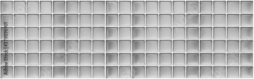 Panorama of White glass block wall seamless background and texture