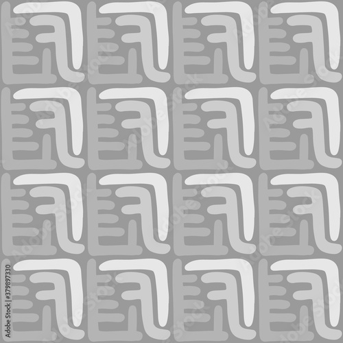 Abstract forms grey seamless pattern in doodle style