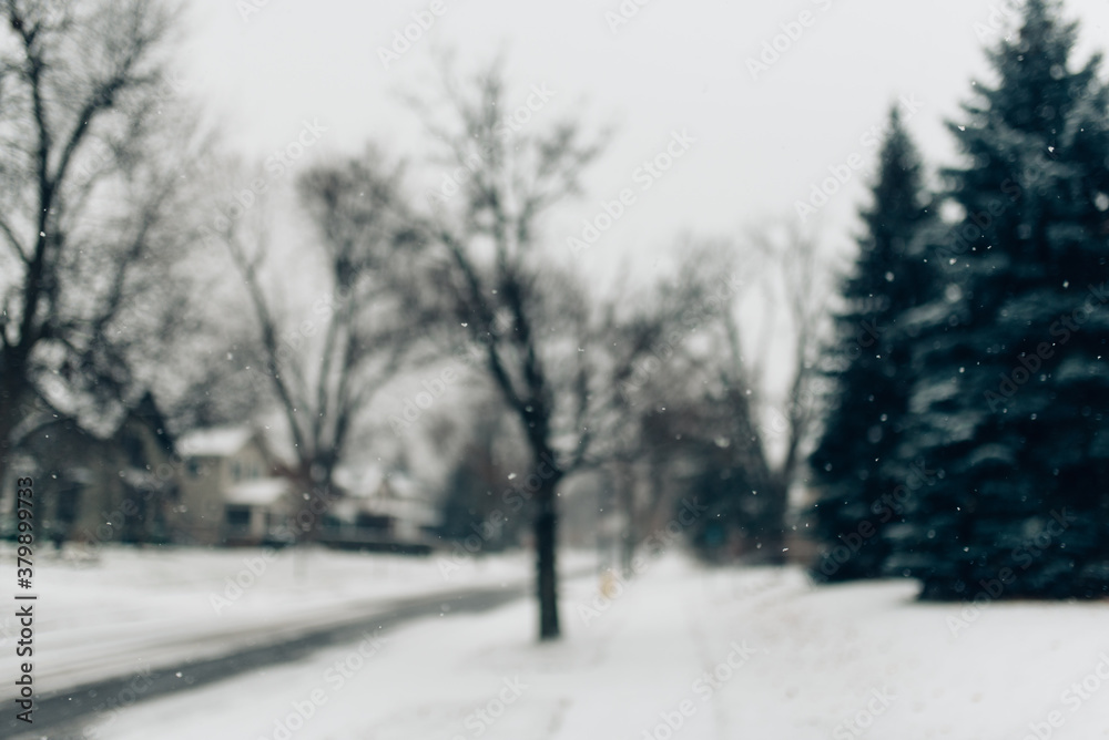 A suburban neighborhood in the snow A suburban neighborhood in the snow