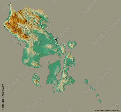 Sulawesi Tenggara, province of Indonesia, on solid. Relief photo