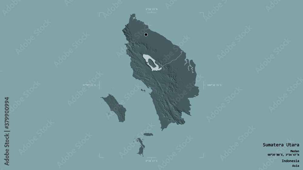 Sumatera Utara - Indonesia. Bounding box. Administrative