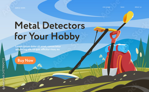 Line vector icons set on the themes: metal detectors
