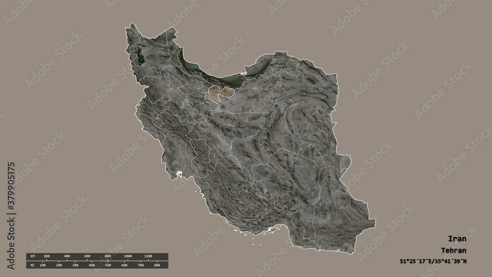 Location of Tehran, province of Iran,. Satellite