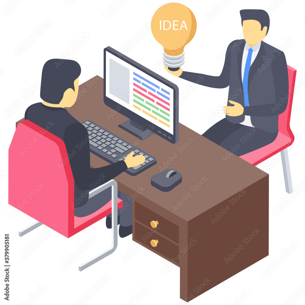 
Icon of creative businessman isometric design.
