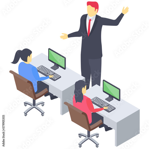 
Icon of table talk isometric design.

