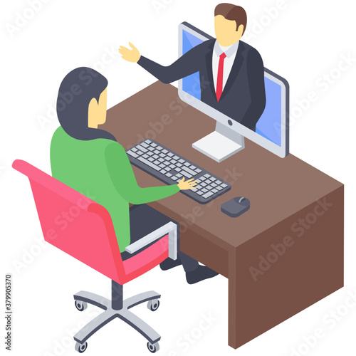 
Icon of table talk isometric design.
