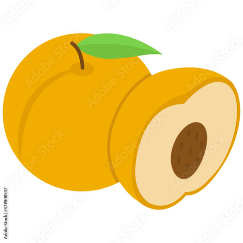 
Peach icon in isometric design 
