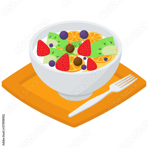 
Fruit salad icon in isometric design 
