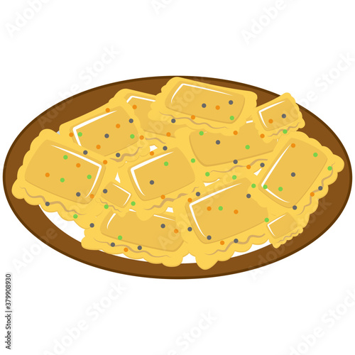 
Ravioli icon in isometric design 
