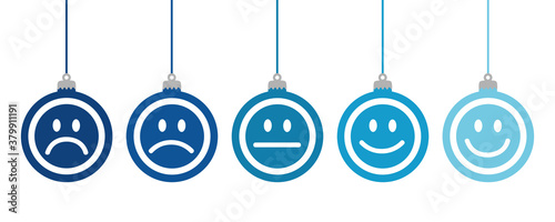 set of christmas bauble with rating face vector illustration EPS10