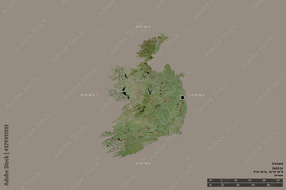 Fototapeta premium Regional division of Ireland. Satellite