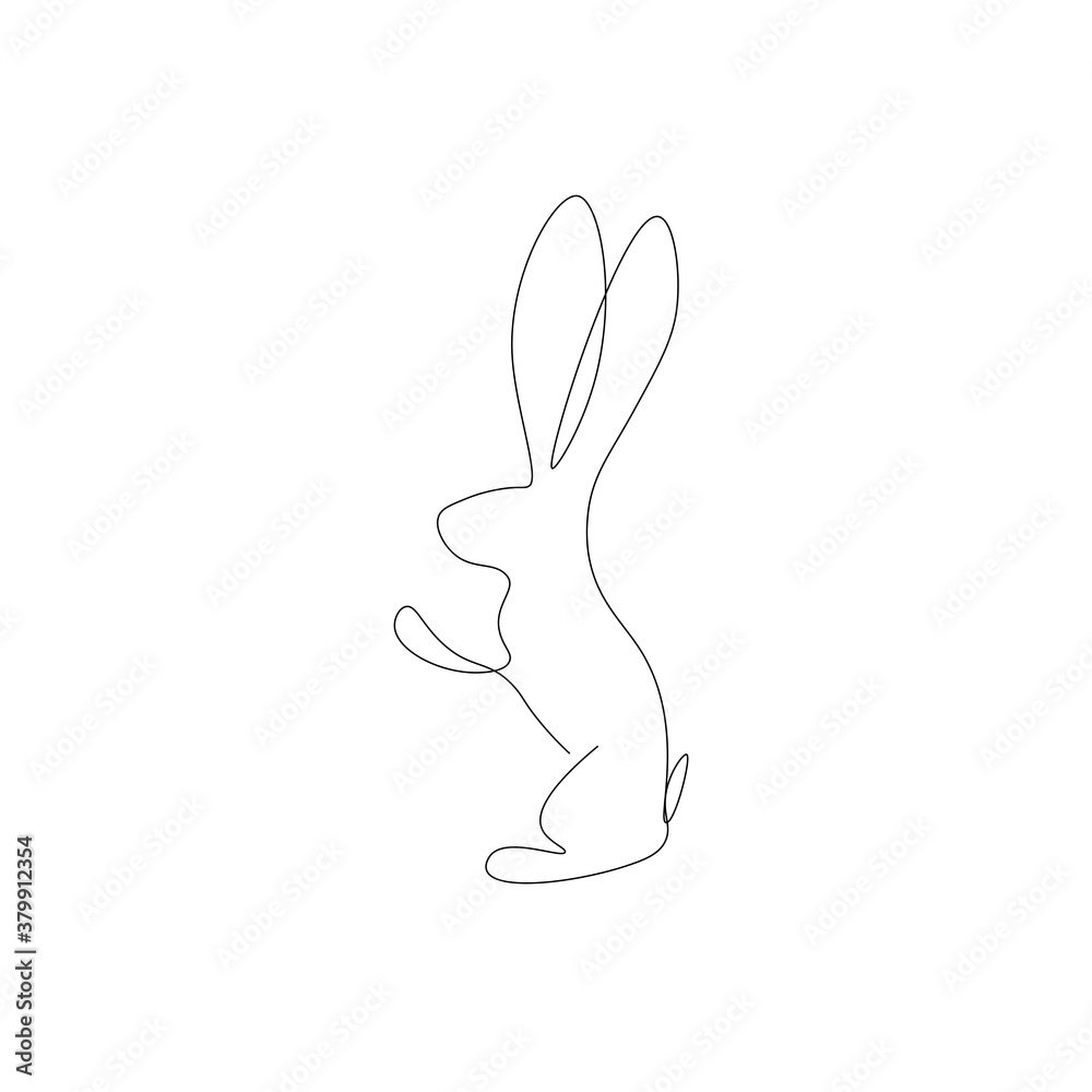 Bunny silhouette line drawing. Vector illustration Bunny silhouette line drawing. Vector illustration