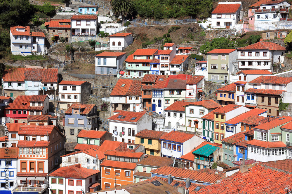 The town of Cudillero, in northern Spain, walls and roofs
