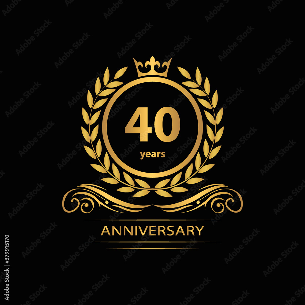 Fototapeta premium 40 years anniversary vector, style for celebration, logo template