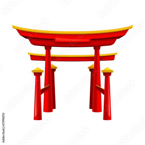 Torii as Traditional Japanese Sacred Gate Vector Illustration