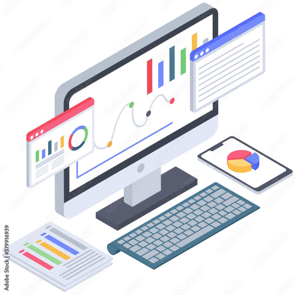 
Web analysis icon isometric design 
